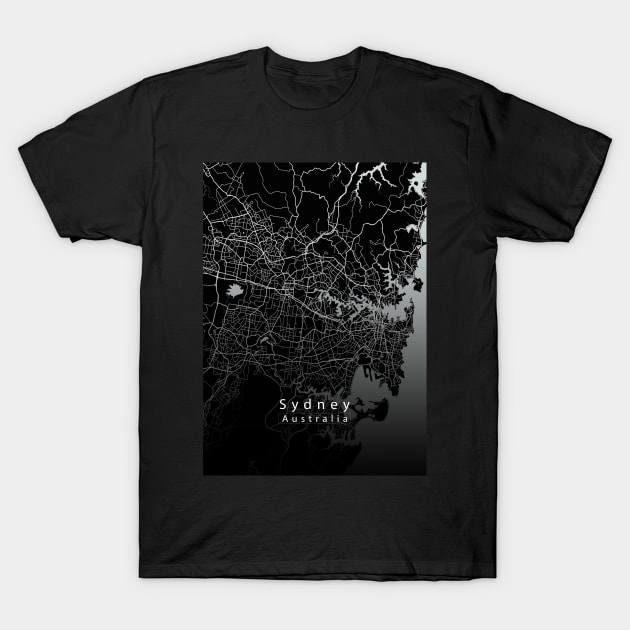 Sydney Australia City Map dark T-Shirt by Robin-Niemczyk